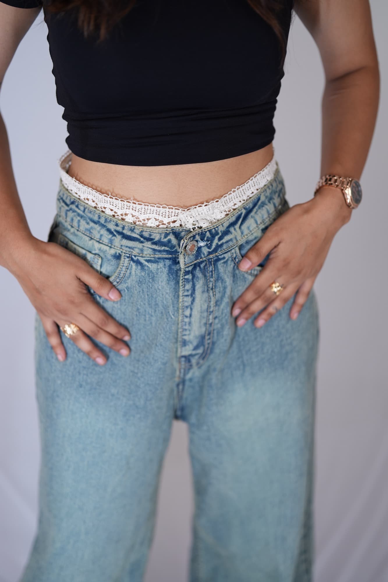 Light-wash denim, front