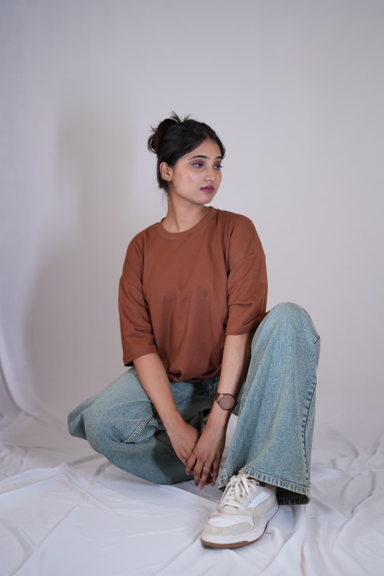 Rust oversized tee, fabric detail