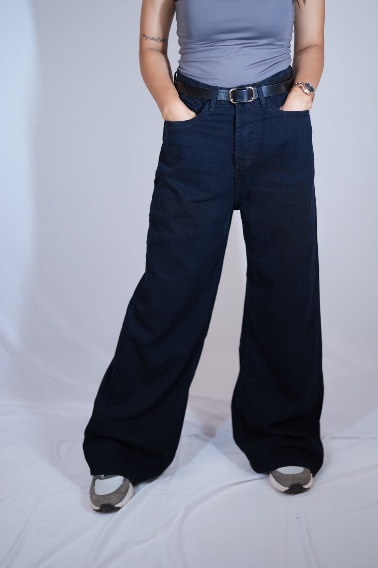 Wide-leg denim, studio